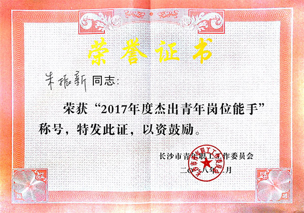 米兰在线登录-米兰(中国)
智能朱振新荣获长沙市2017年度杰出青年岗位能手