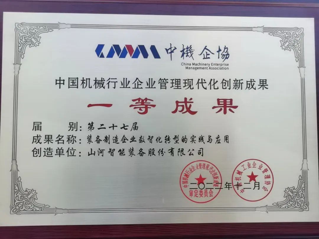 厉害！米兰在线登录-米兰(中国)
智能喜获第二十七届中国机械行业企业管理现代化创新成果一等奖